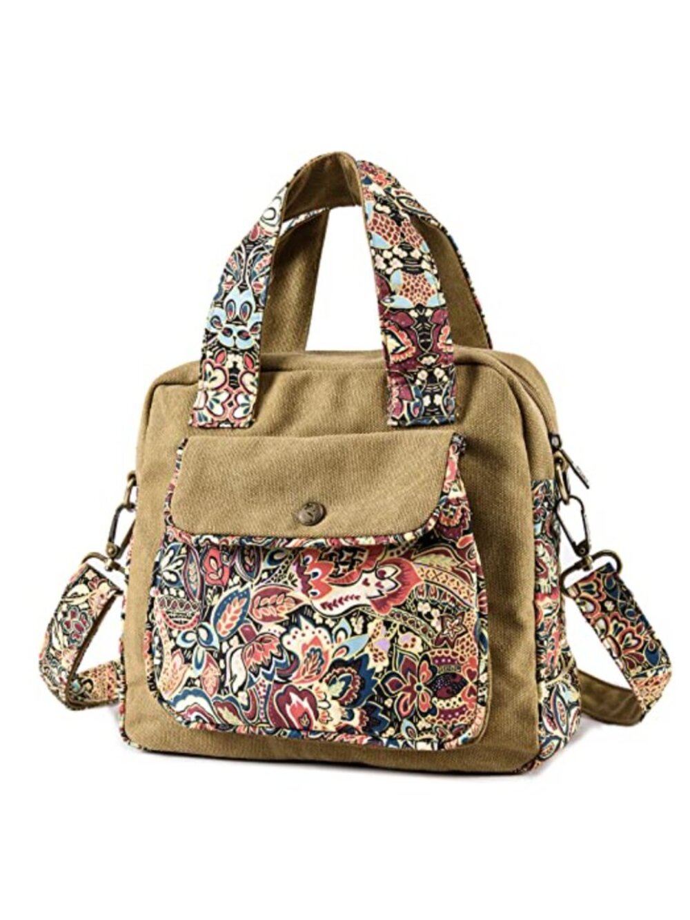 Canvas Floral Butterfly Shoulder Bag Boho Messenger Handbag